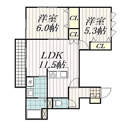 メゾン・ド・フレア 101 1階2LDKの間取り