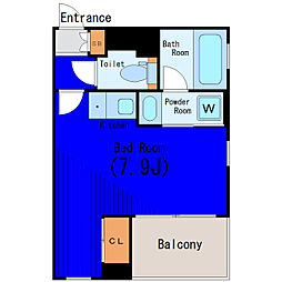 京急本線 立会川駅 徒歩6分の賃貸マンション 12階ワンルームの間取り