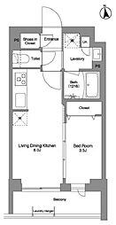 コンフォリア戸越公園 2階1LDKの間取り