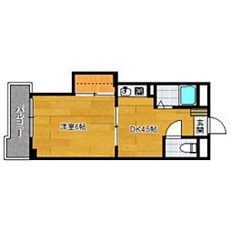レジデンス石坂 1DKの間取図画像