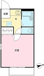 Sun S・Pコーポ 1階1Kの間取り