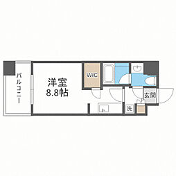 パークアクシス福岡県庁前 2階ワンルームの間取り