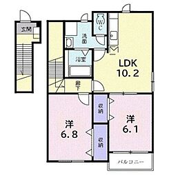 サンクレストール吉岡Y 2LDKの間取図画像