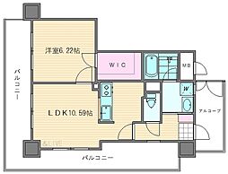パークサイドスクエア2 1LDKの間取図画像