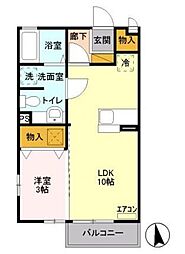 ホワイトミーティアA 1LDKの間取図画像