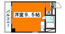 JR山手線 目黒駅 徒歩8分の賃貸マンション 3階ワンルームの間取り