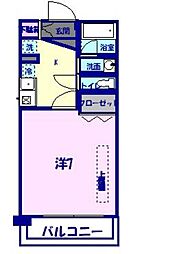 モンテレーヴ 1階1Kの間取り