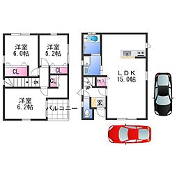 ノースタツノ 2階3LDKの間取り