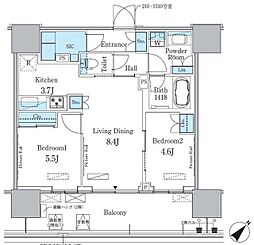 晴海フラッグ ポートヴィレッジ B棟 12階2LDKの間取り