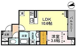 D-RESIDENCE仙波町 2階1LDKの間取り