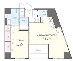 エワル 2階1LDKの間取り