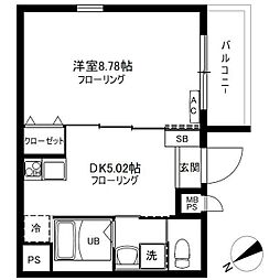 WASEDAGARDENS 1DKの間取図画像