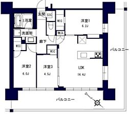 センチュリー千葉みなと 9階3LDKの間取り