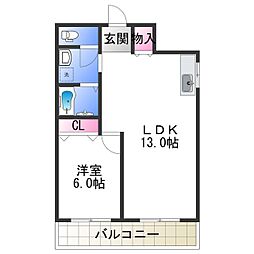 LakiaMaisonAbiko 1LDKの間取図画像