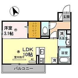 D-room新在家 1LDKの間取図画像