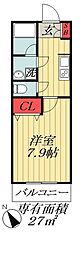 藤田コーポ 1Kの間取図画像