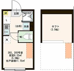ハーモニーテラス常盤台2 ワンルームの間取図画像