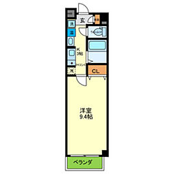 レイディアンスII 5階1Kの間取り