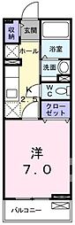 ル・シェモア 1Kの間取図画像