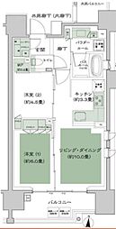 シティハウス湯島ステーションコート 8階2LDKの間取り