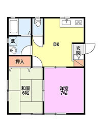 アップルモアパート4 2DKの間取図画像