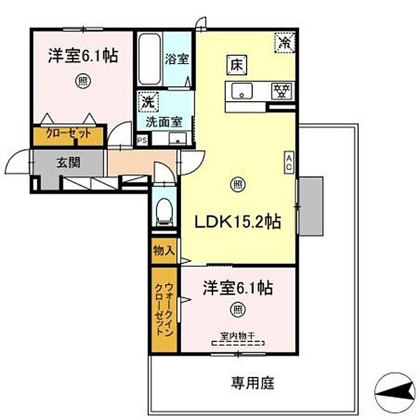 ラ・ルーチェ宮の陣駅前 101｜福岡県久留米市宮ノ陣１丁目(賃貸アパート2LDK・1階・64.59㎡)の写真 その2