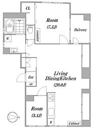東京メトロ丸ノ内線 東高円寺駅 徒歩4分の賃貸マンション 4階2LDKの間取り
