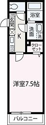 ＢｅｓｔＳｔａｇｅ苗間II 3階1Kの間取り