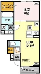 prendre sophia 1階1LDKの間取り