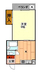 グリーンパレスイズミ 1Kの間取図画像
