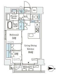 ＳＴＡＮＤＺ亀戸 11階2LDKの間取り