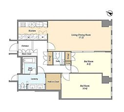 プルデンシャルタワーレジデンス 36階2LDKの間取り