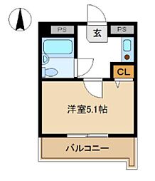 アソシエ横浜 1Kの間取図画像