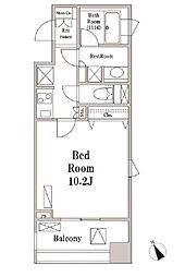 パークハビオ京橋 9階1Kの間取り