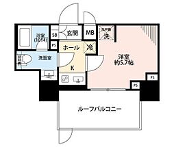 プレール・ドゥーク戸越銀座通り 7階1Kの間取り