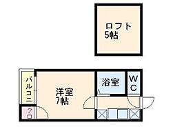 Ｌソワール田島 1階1Kの間取り