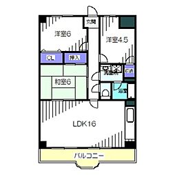 サンロード蔵前 3LDKの間取図画像