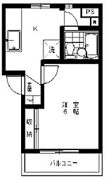 秋元第2ビル 4階1Kの間取り