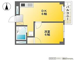 カルム 2階1DKの間取り