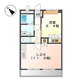 ソレイユ一条院 1LDKの間取図画像