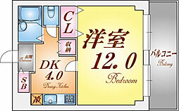 ヴィラン橋本 2階1DKの間取り