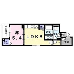 モンテリザイア紀和 3階1LDKの間取り