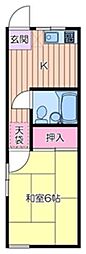 山本ハイム 1階1Kの間取り