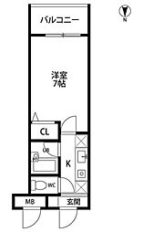 クリア橋本台 1Kの間取図画像
