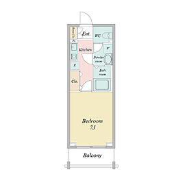 北大阪急行電鉄 緑地公園駅 徒歩7分の賃貸マンション 地下1階1Kの間取り