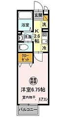 サンモール 2階1Kの間取り