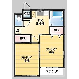 ベルミヨン アパルト 2階2DKの間取り