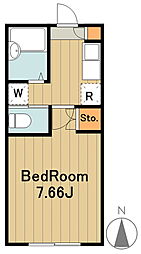 京王相模原線 南大沢駅 バス12分 殿ヶ谷戸下車 徒歩2分の賃貸アパート 1階1Kの間取り