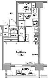 コンフォリア下北沢 9階ワンルームの間取り