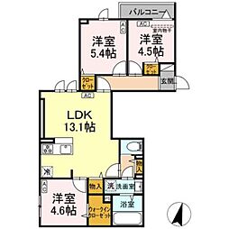 セレスティア江戸川II 2階3LDKの間取り